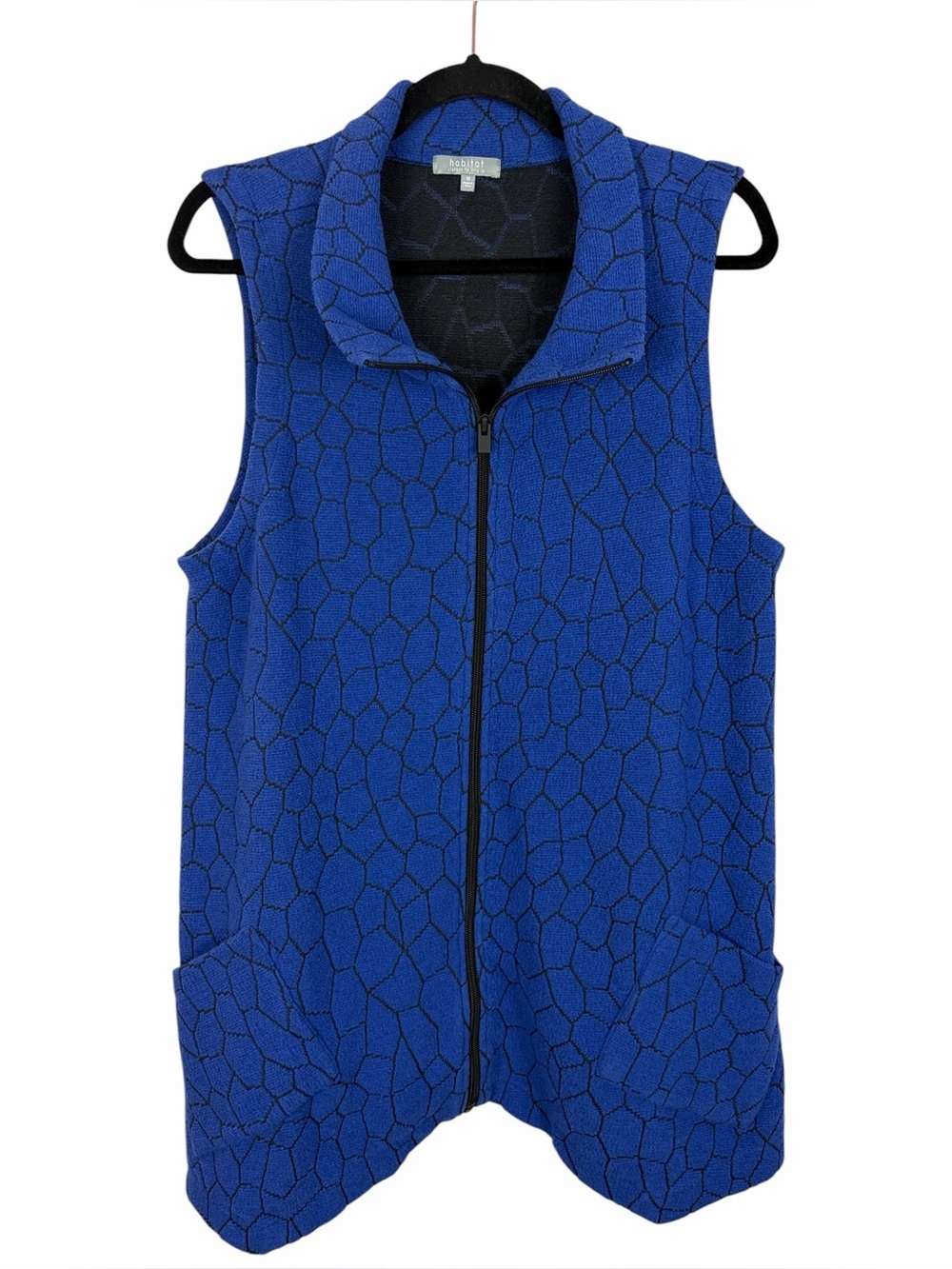 Habitat Royal Blue Textured Zip Front Vest Medium Art-to-Wear Travel Jacket